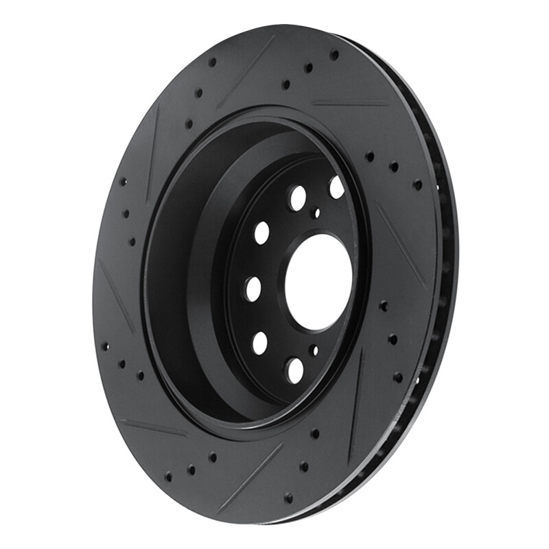 Lexus LS460 Brake Rotor (1) - Rear Right - R1 Concepts - Drilled & Slotted - Black - `07-`17